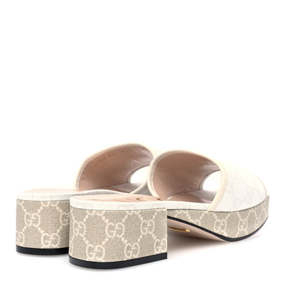 Gucci GG Supreme Monogram Malaga Kid Platform Mule Sandals 37 White Mystic White 4 of 7