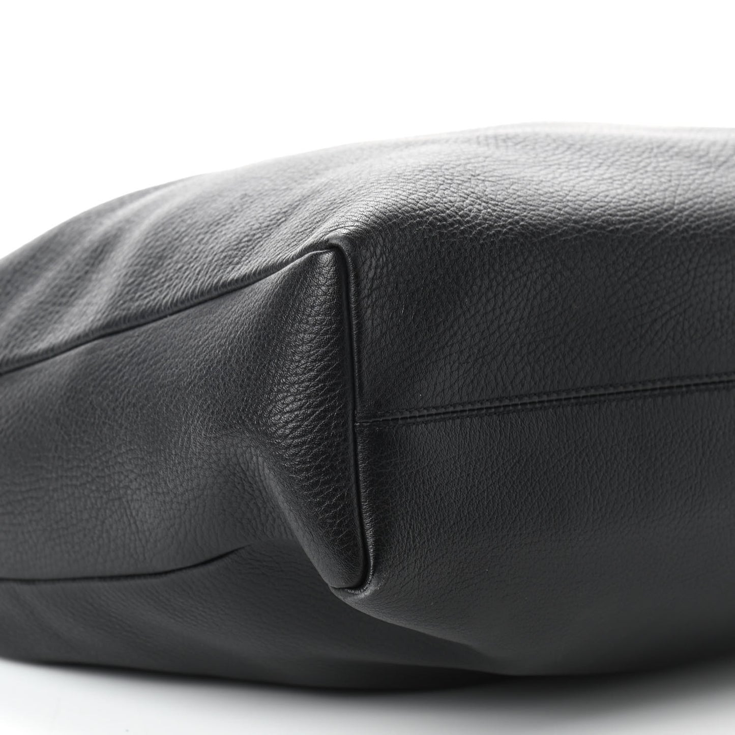 Grainy Leather Calfskin Hobo Black