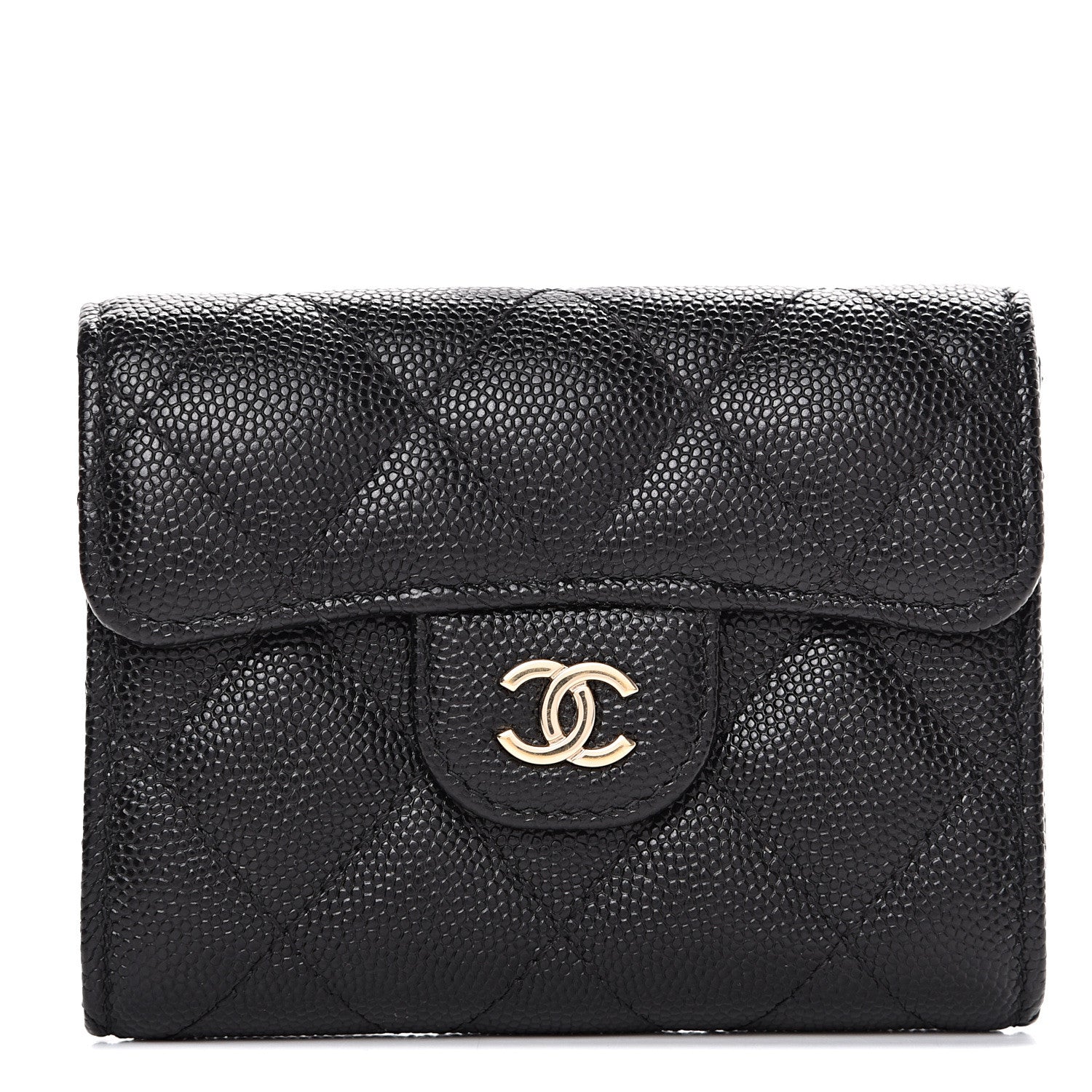 Chanel Caviar Quilted Flap Card Holder Wallet Black 1 of 8