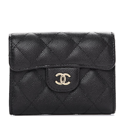 Chanel Caviar Quilted Flap Card Holder Wallet Black 1 of 8