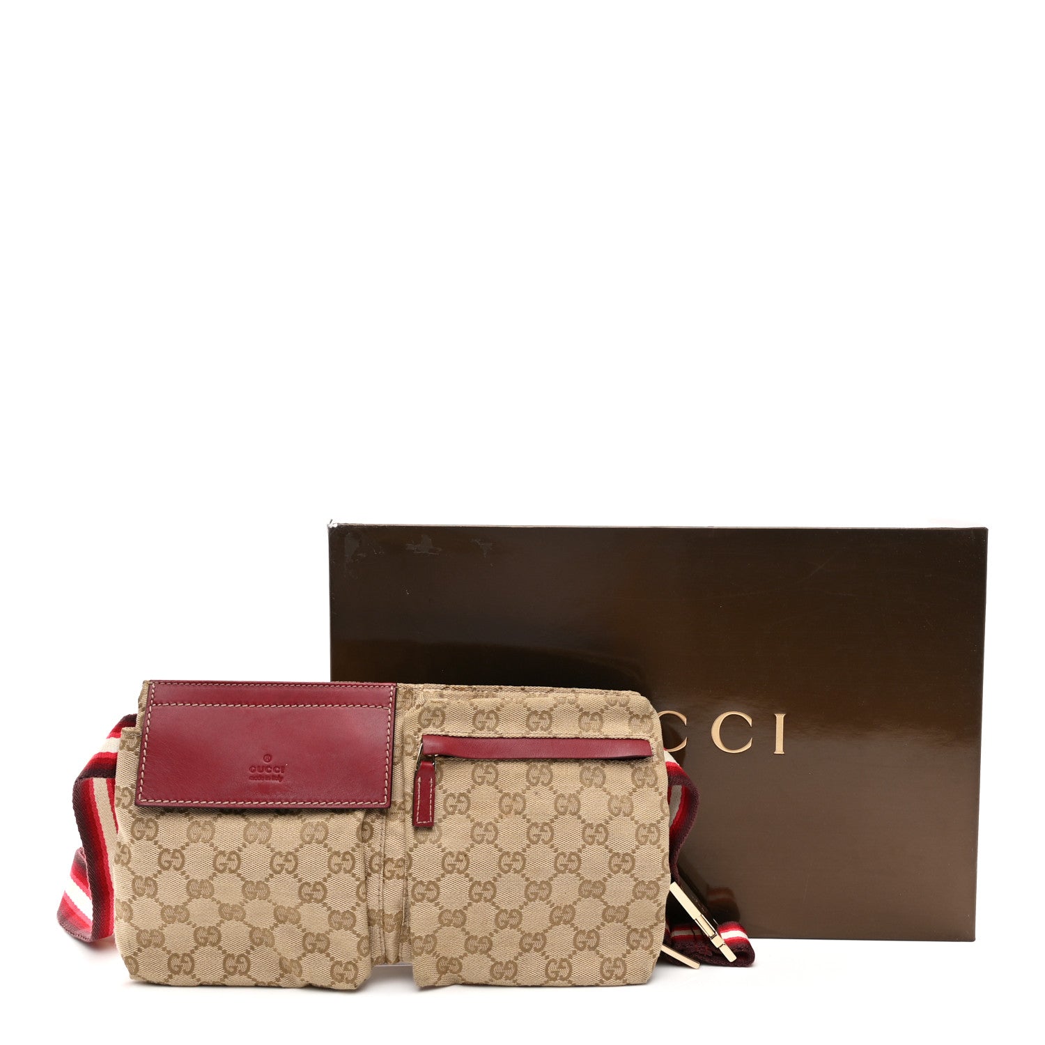 Gucci GG Monogram Double Pocket Belt Bag Red 11 of 11