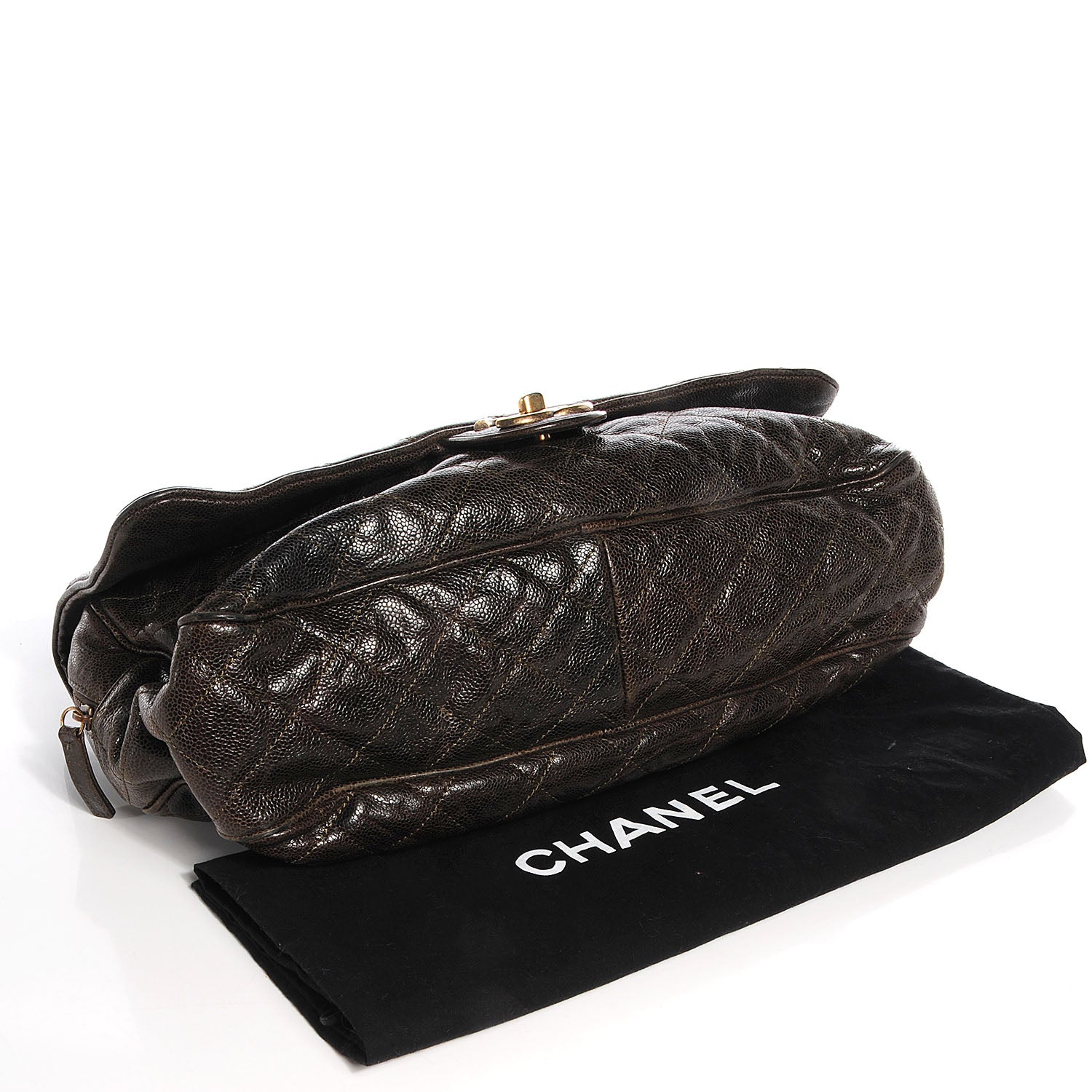 Chanel Crumpled Grained Calfskin Maxi Shiva Flap Khaki 4 of 9