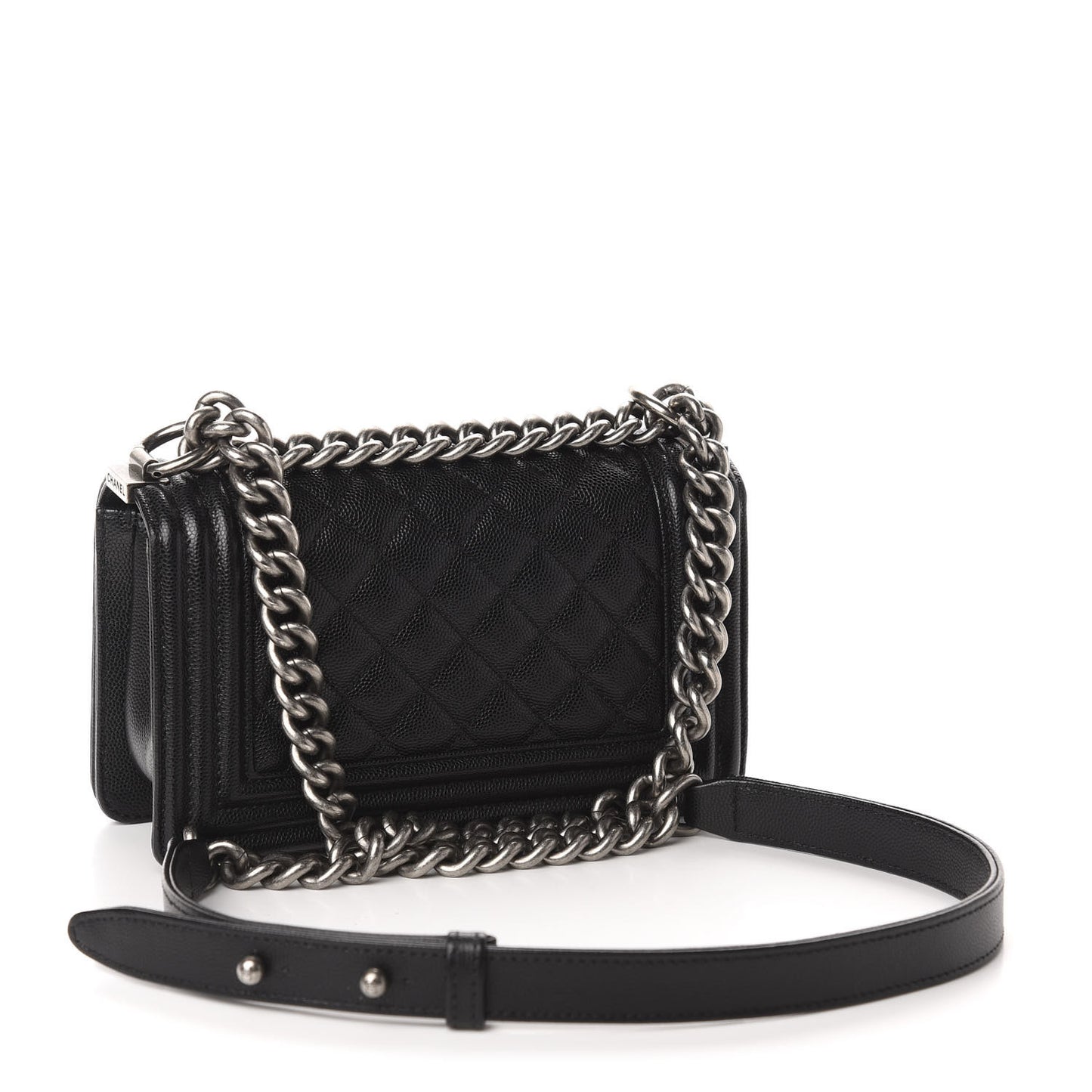 Caviar Quilted Small Boy Flap Black