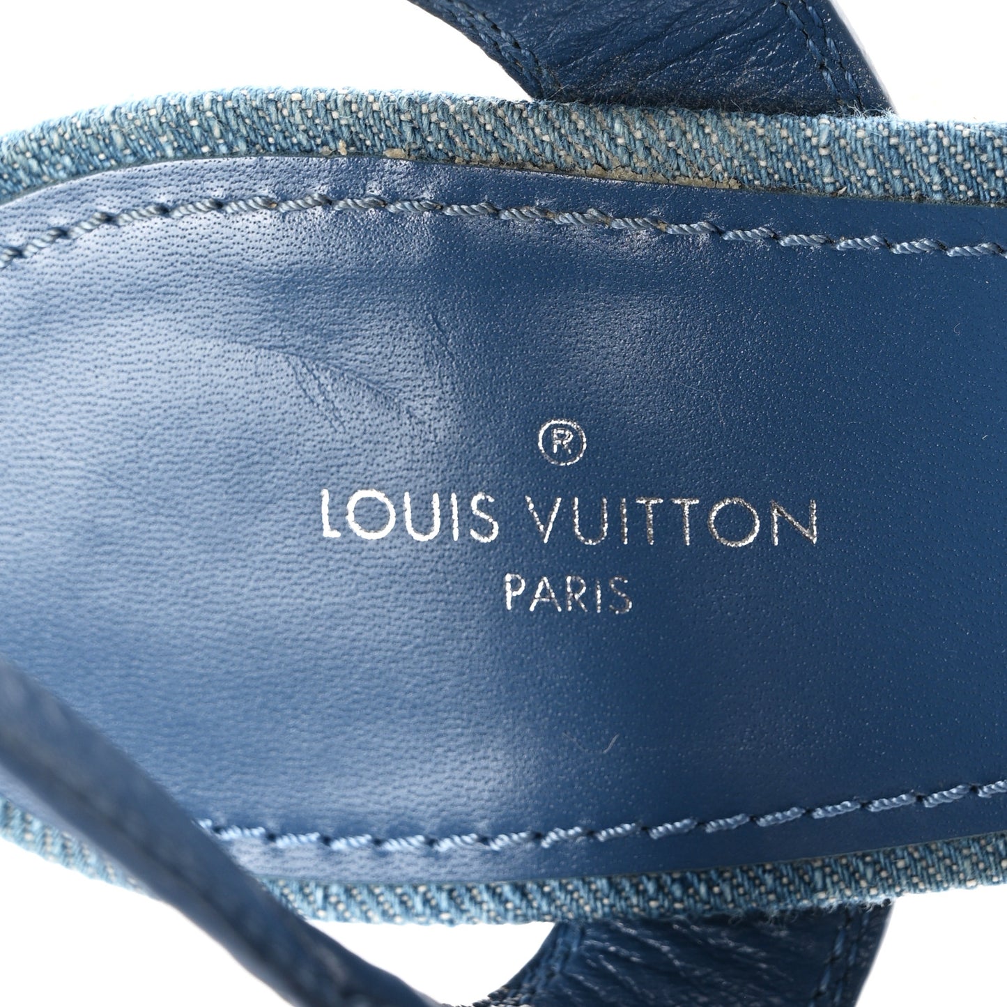 Monogram Denim Starboard Espadrille Wedge Sandal 40 Blue