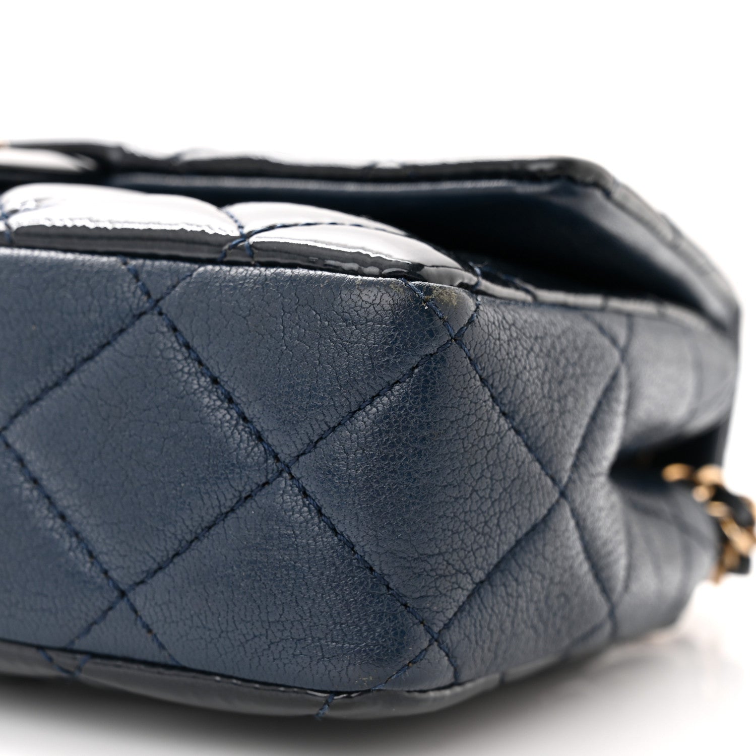 Chanel Patent Goatskin Quilted Small CC Eyelet Flap Blue 10 of 11