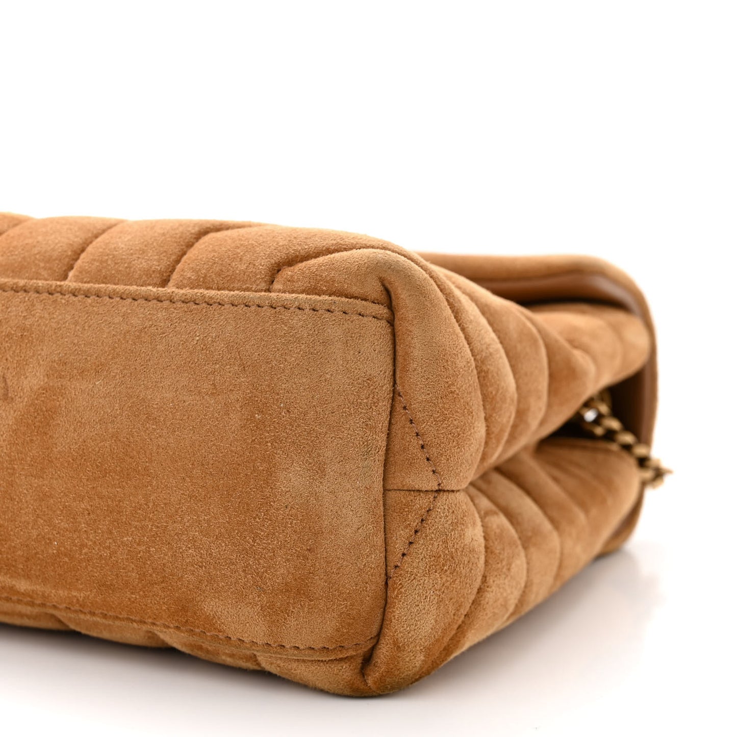 Suede Calfskin Y Quilted Monogram Small Loulou Chain Satchel Cinnamon