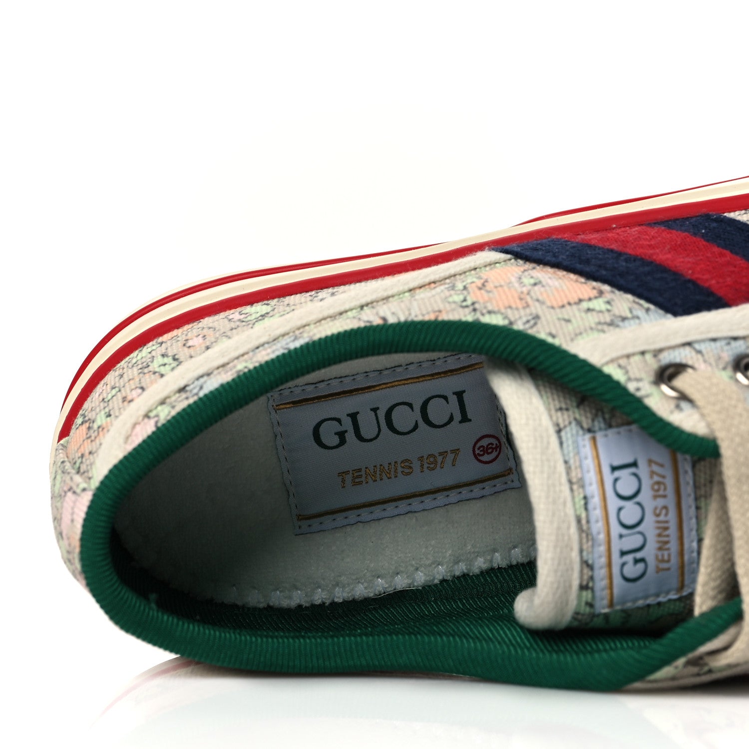 Gucci X LIBERTY OF LONDON Canvas Web Tracy Print Womens 1977 Tennis Sneakers 36.5 Mint Peach Mystic White 7 of 8