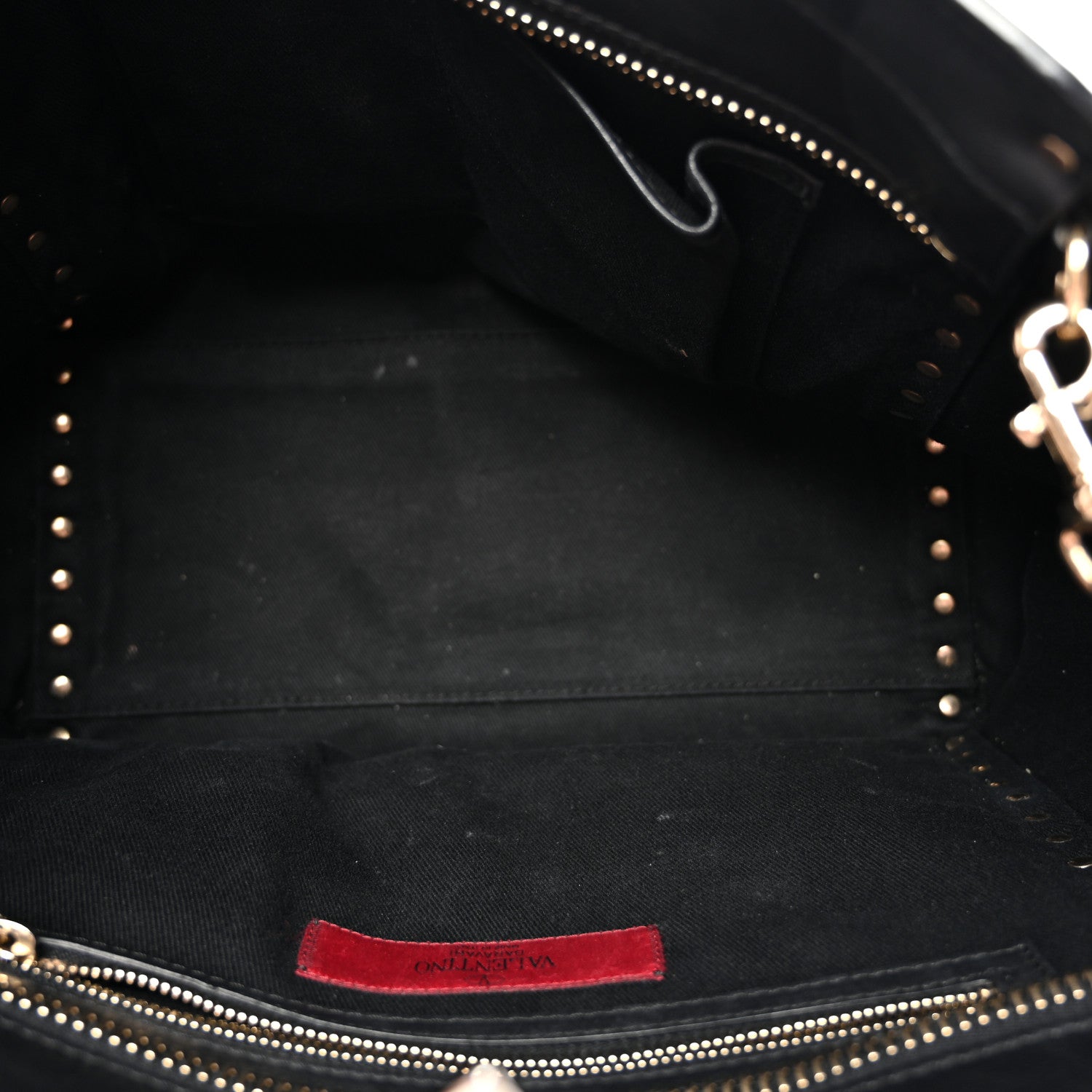 Valentino Garavani Vitello Rockstud Double Handle Tote Black 5 of 10