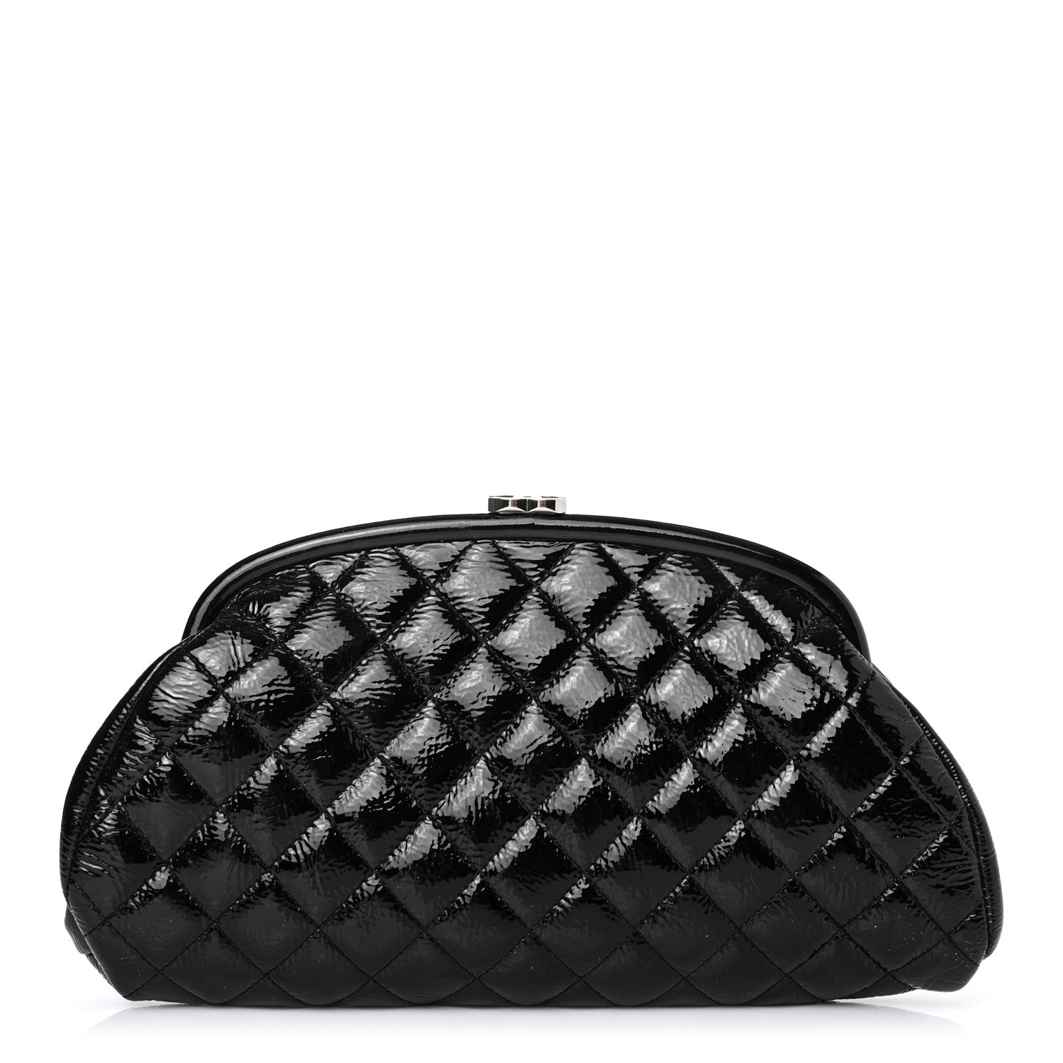 Chanel Distressed Patent Quilted Timeless Clutch Black 1 of 5