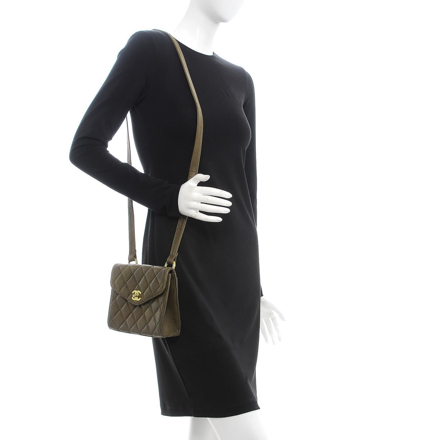 Lambskin Quilted Flap Shoulder Bag Green