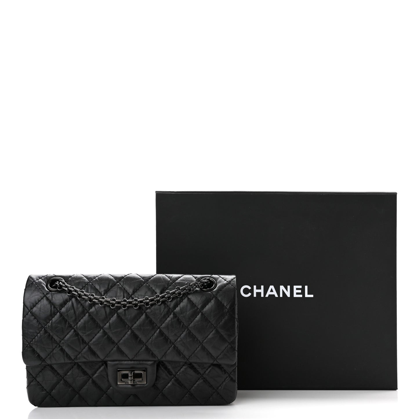 Aged Calfskin Quilted 2.55 Reissue 225 Flap So Black