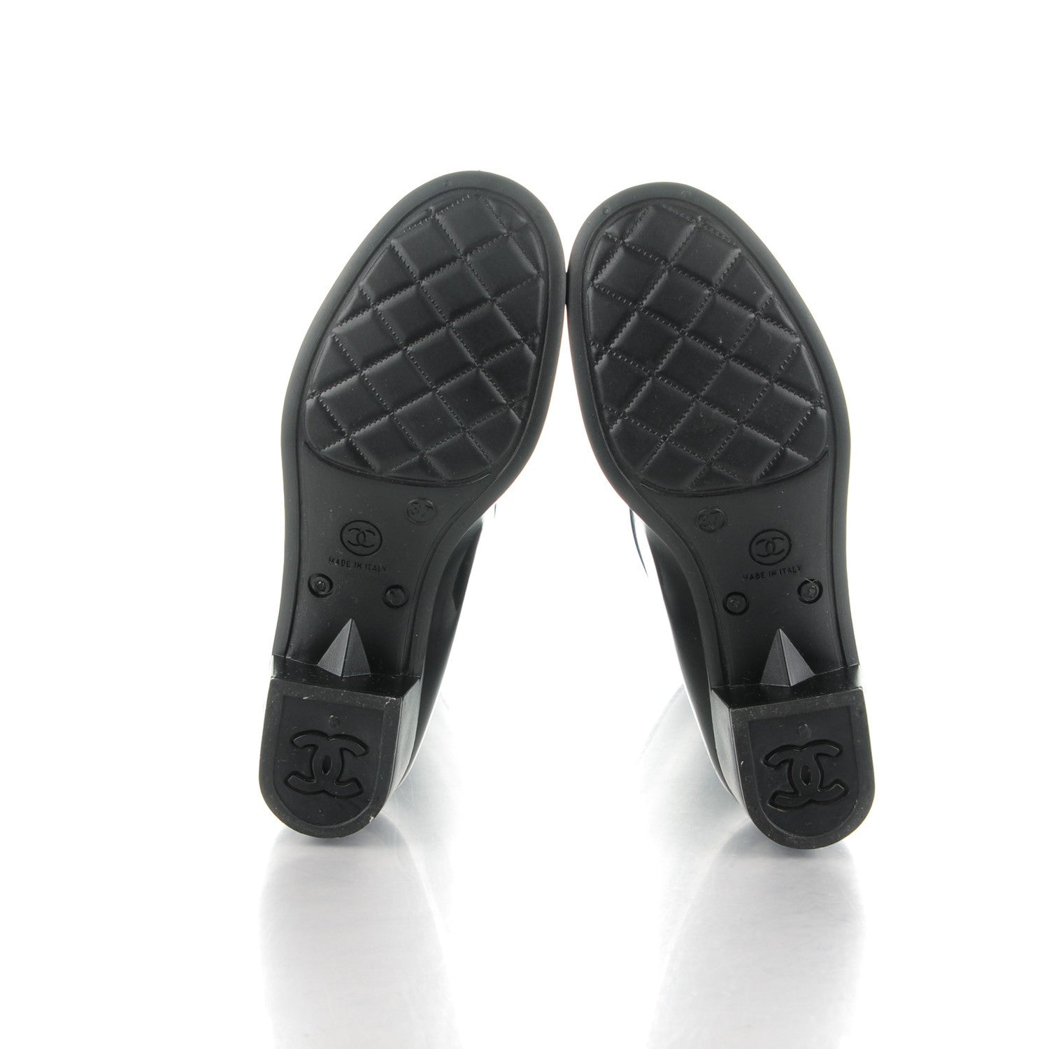 Chanel Rubber Camellia Rain Boots 37 Black 5 of 7