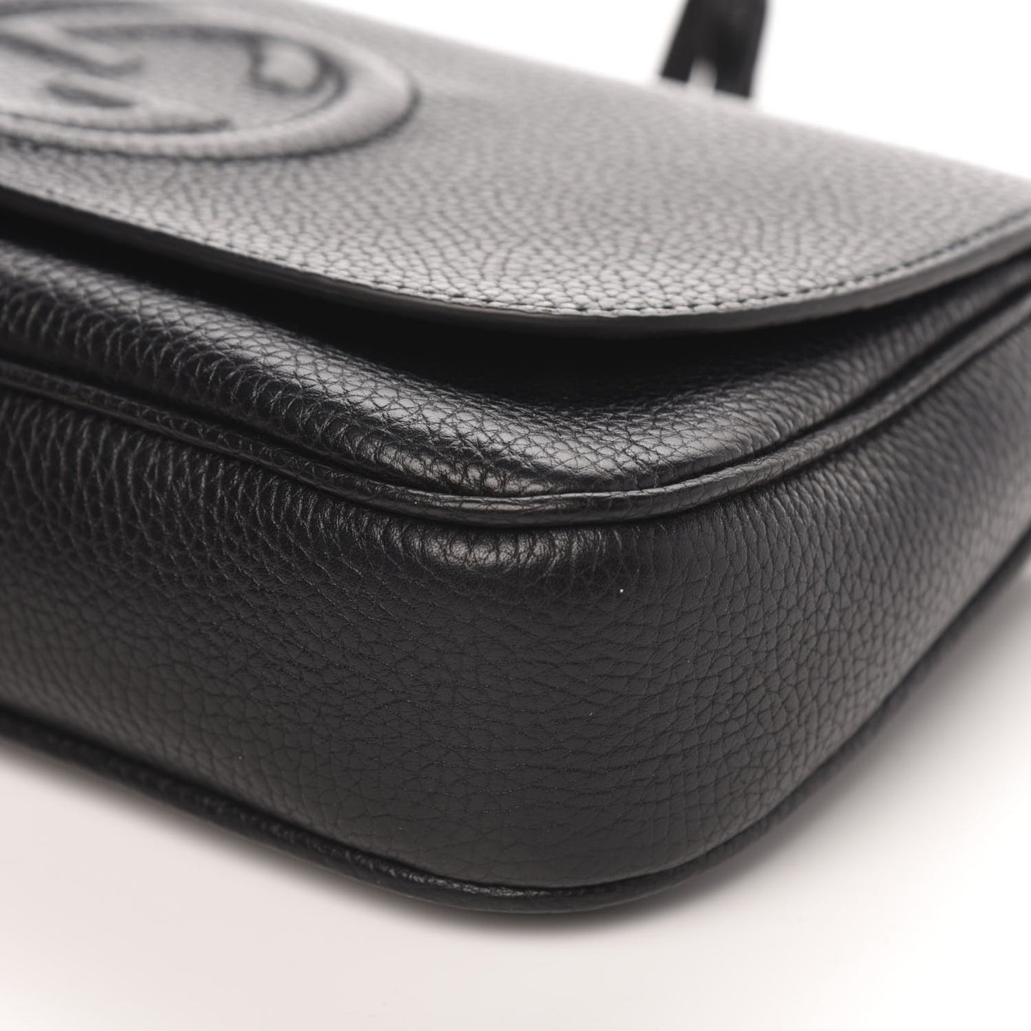 Pebbled Calfskin Medium Soho Flap Crossbody Black