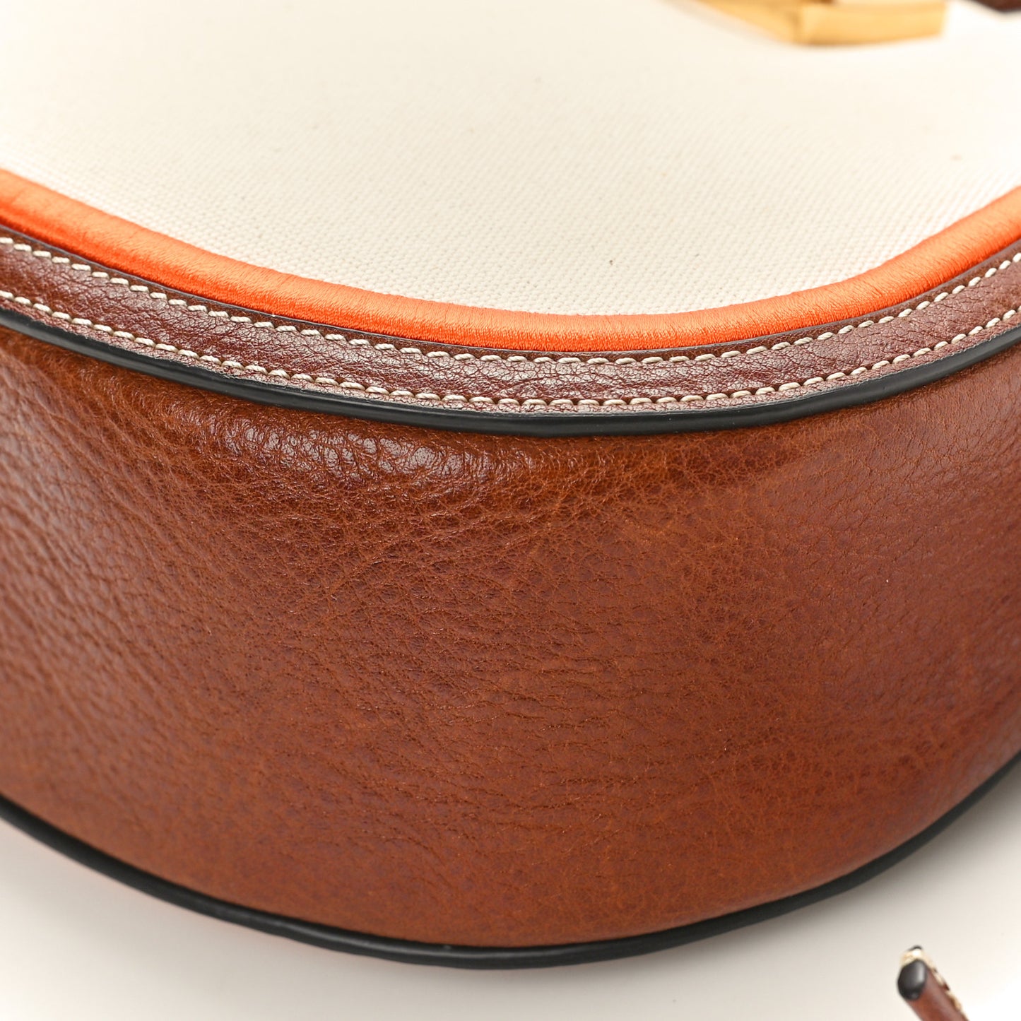Canvas Calfskin Mini Iris Hobo Ecru Oak Orange