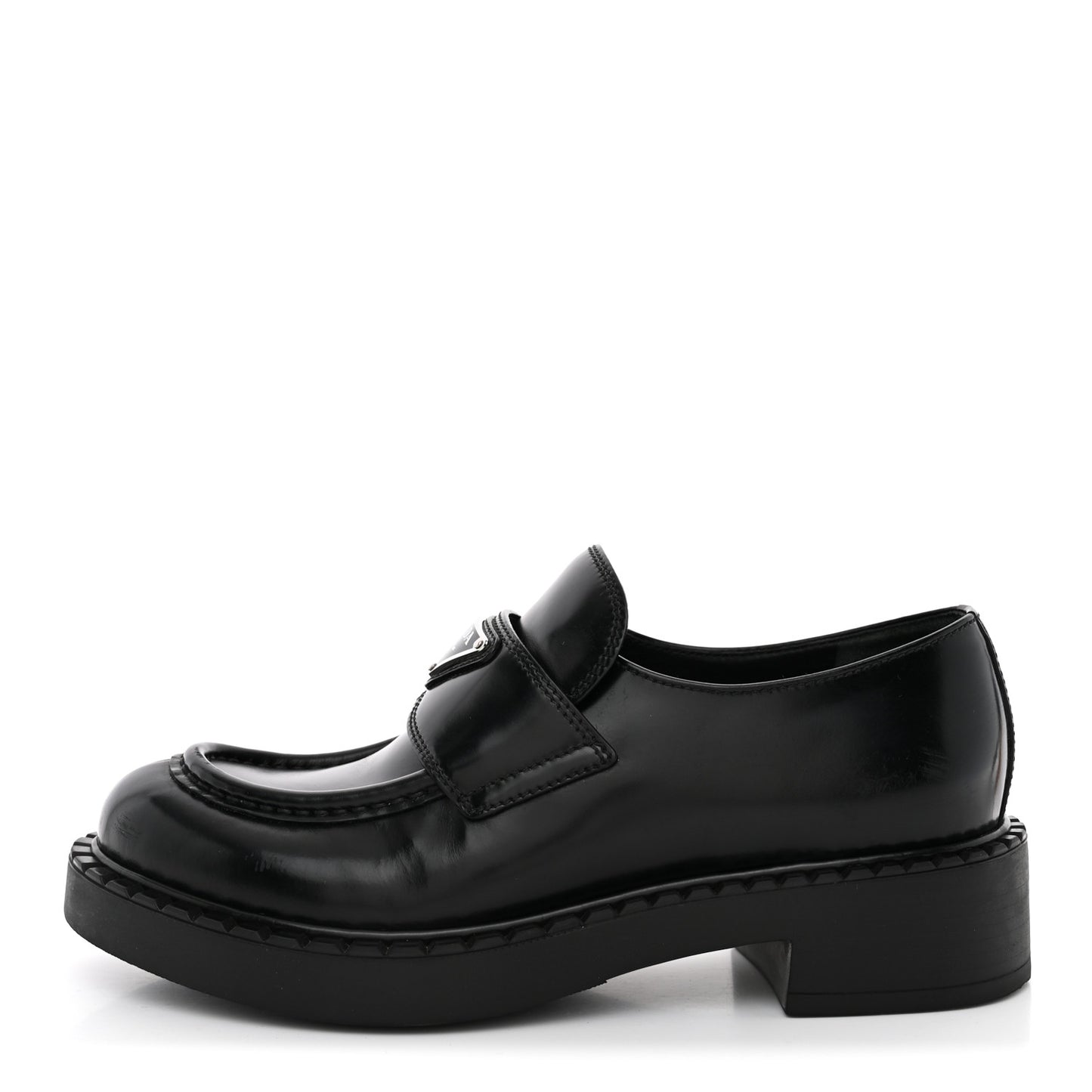 Spazzolato Metal Triangle Logo 50mm Loafers 36.5 Black