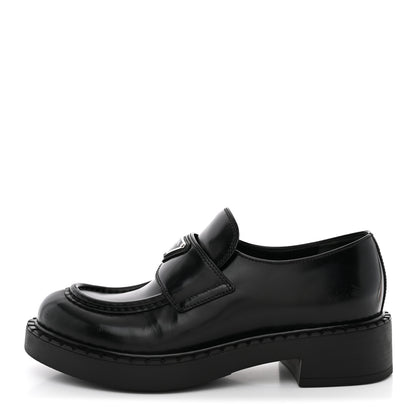 Prada Spazzolato Metal Triangle Logo 50mm Loafers 36.5 Black 1 of 11
