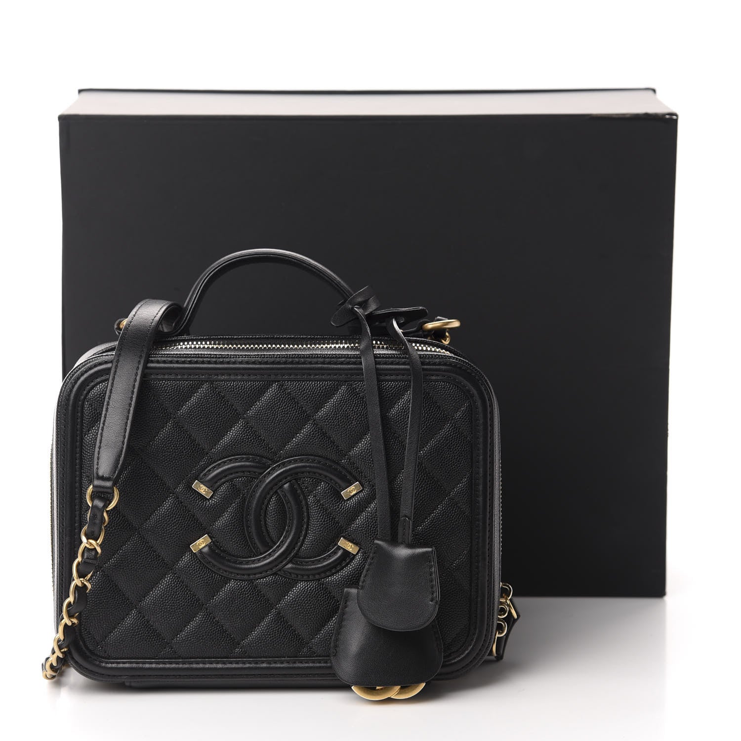 Chanel Caviar Quilted Medium CC Filigree Vanity Case Black 13 of 13