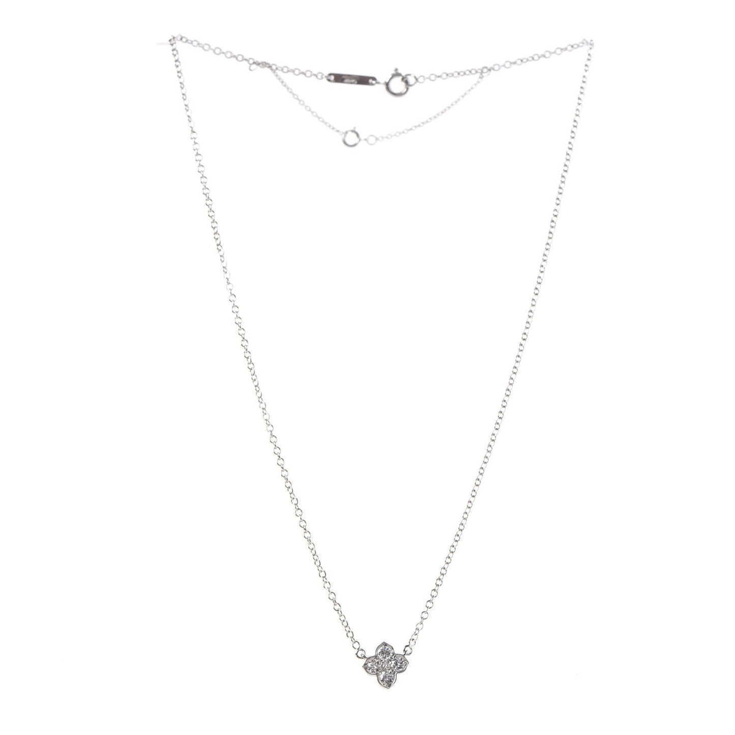 18K White Gold Diamond .41ctw Hindu Floral Pendant Necklace