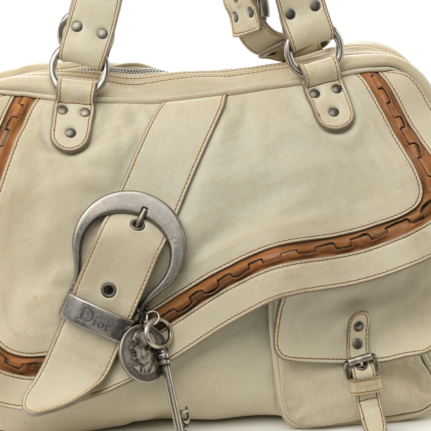 Calfskin Medium Gaucho Double Saddle Bag Ivory