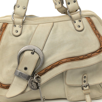 Christian Dior Calfskin Medium Gaucho Double Saddle Bag Ivory 8 of 12