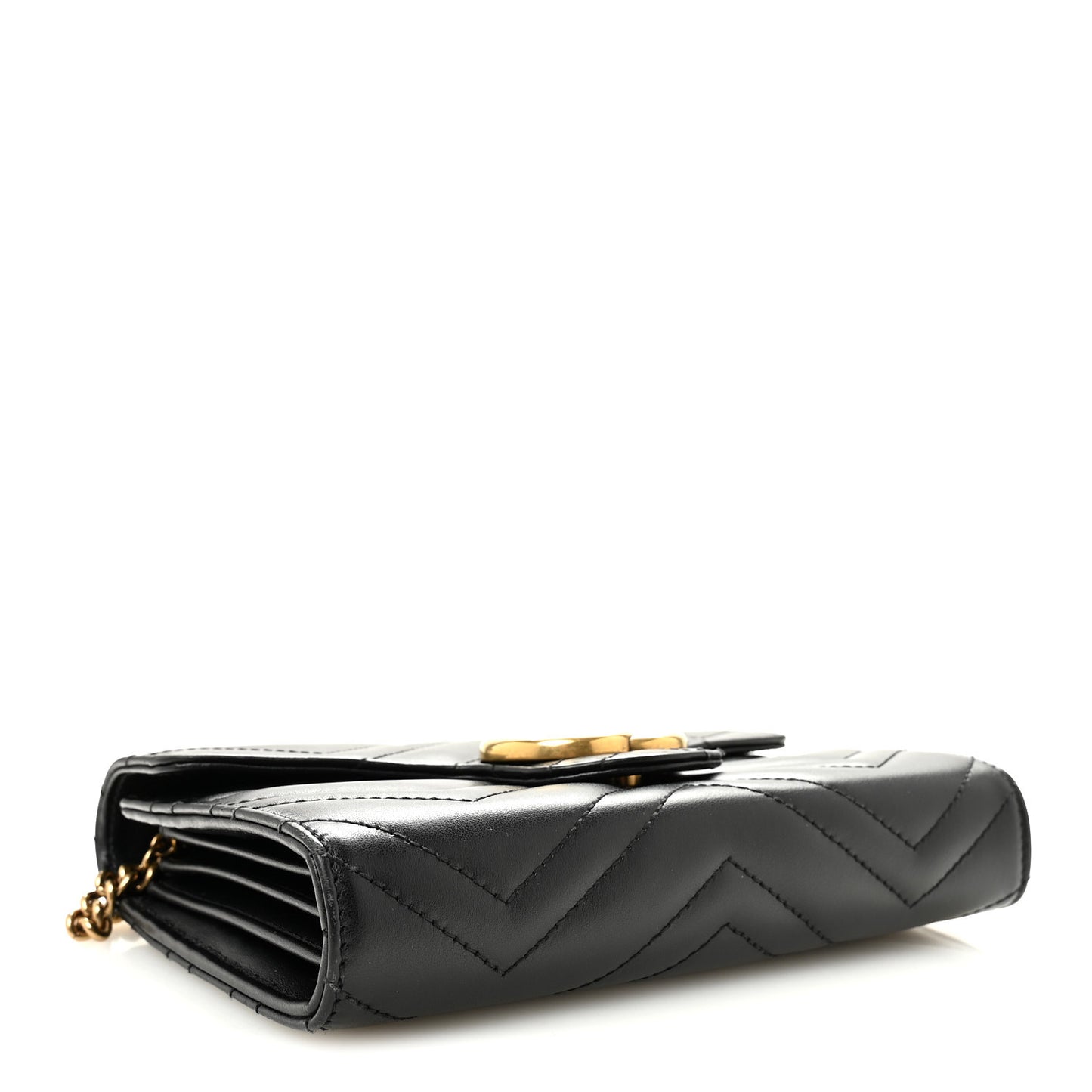 Calfskin Matelasse GG Marmont Chain Wallet Black