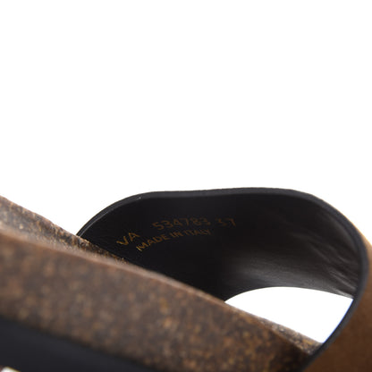 Saint Laurent Suede Joan Slide Sandals 37 Brown 9 of 10