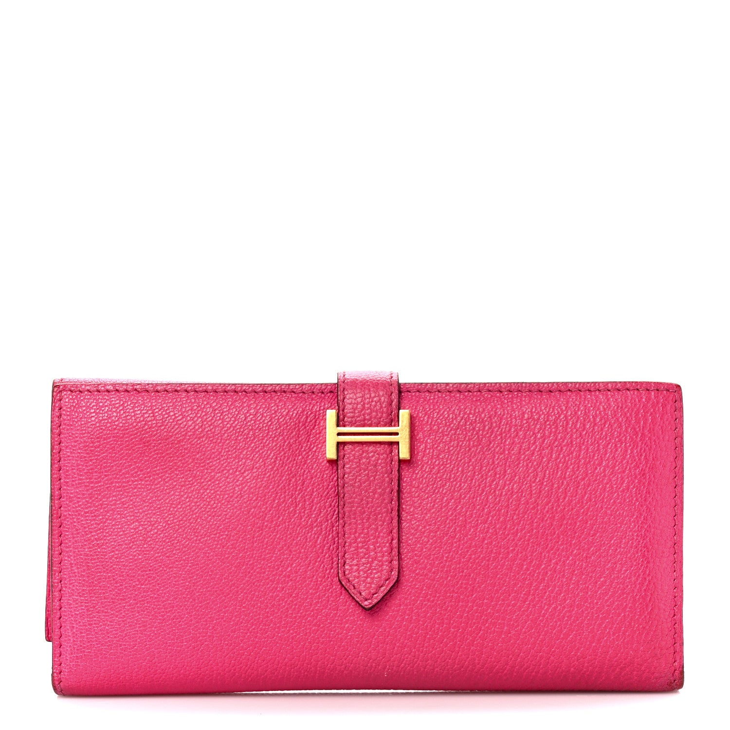 Hermes Chèvre Mysore Bearn Gusset Wallet Rose Shocking 1 of 14
