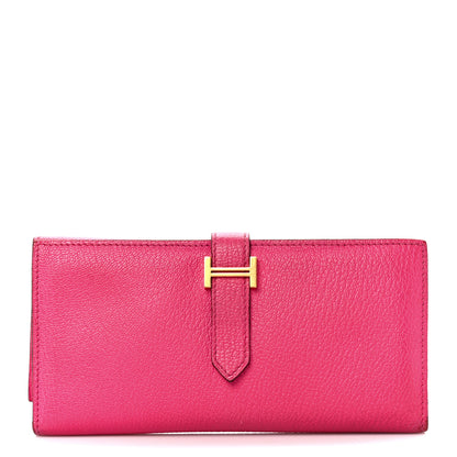 Hermes Chèvre Mysore Bearn Gusset Wallet Rose Shocking 1 of 14