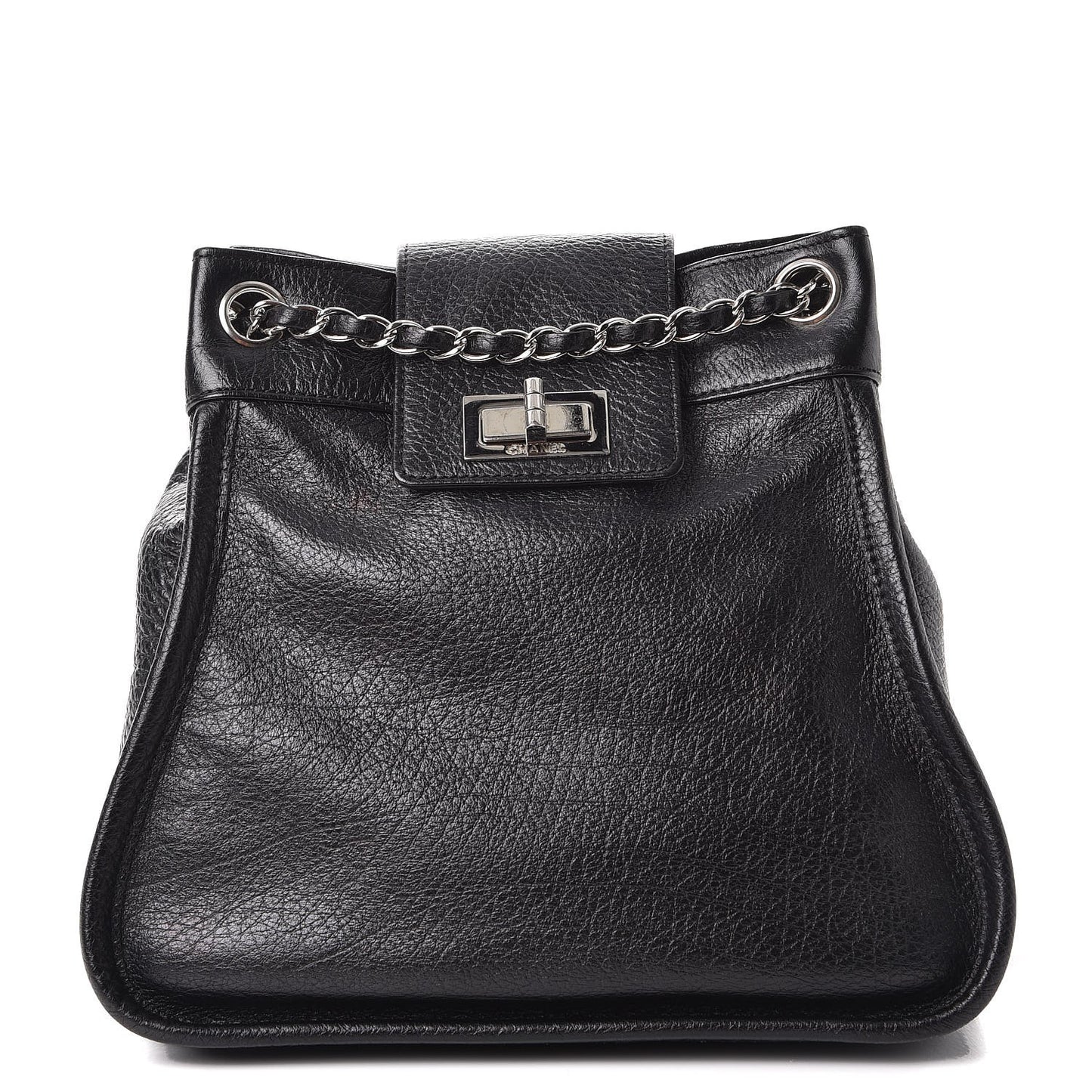 Grained Calfskin Mademoiselle Accordion Flap Black