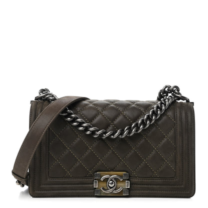 Chanel Iridescent Calfskin Medium Boy Flap Dark Khaki 1 of 9