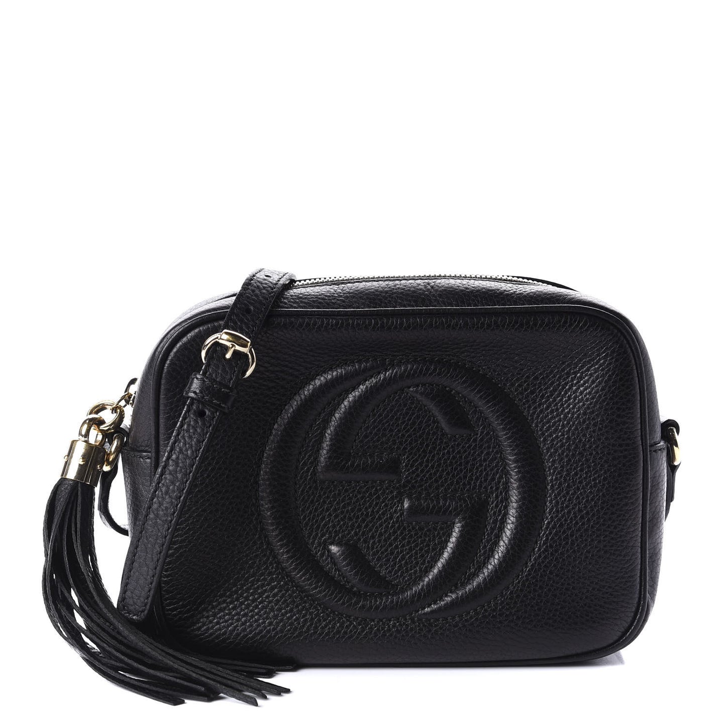 Pebbled Calfskin Small Soho Disco Bag Black