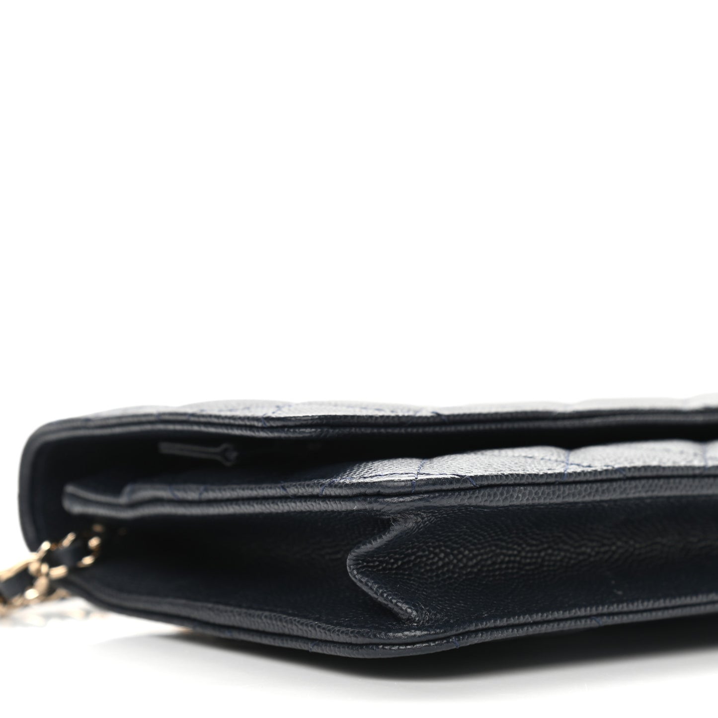 Caviar Quilted Wallet On Chain WOC Navy Blue