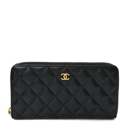 Chanel Caviar Quilted Large Gusset Zip Around Wallet Black 1 of 11