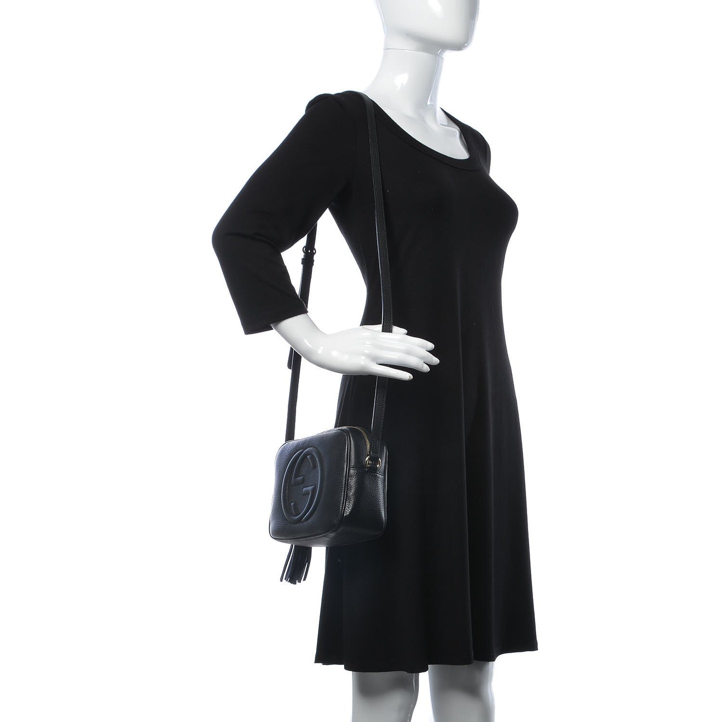 Pebbled Calfskin Small Soho Disco Bag Black