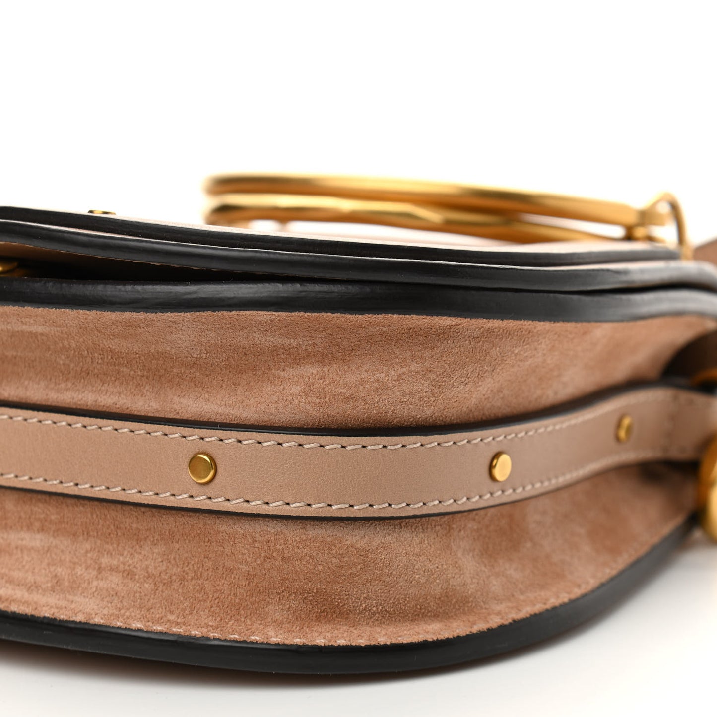 Calfskin Suede Small Nile Bracelet Bag Biscotti Beige