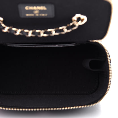 Chanel Goatskin Camellia Embossed Quilted Small Vanity Case With Chain Black 5 of 11