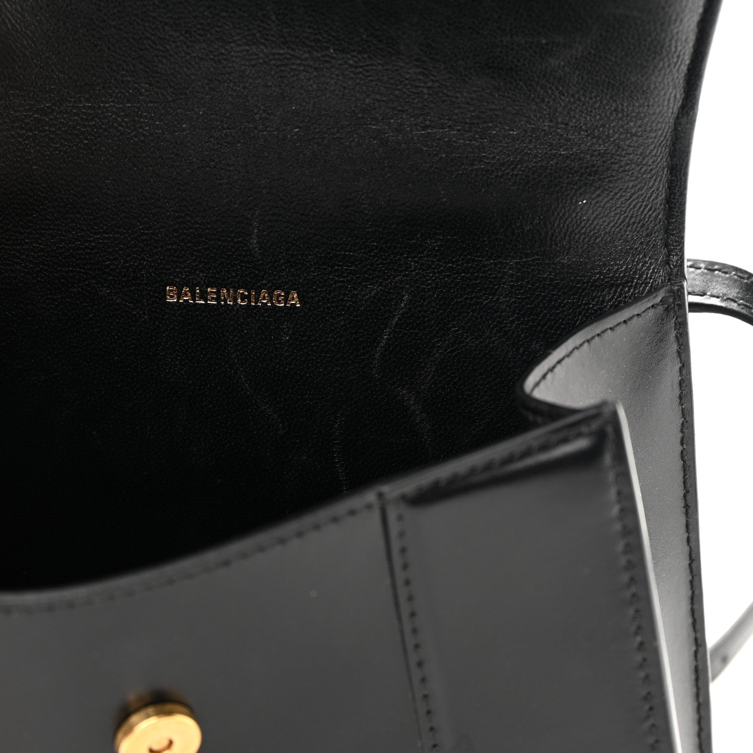 Balenciaga Shiny Box Calfskin Hourglass Top Handle Bag XS Black 11 of 21