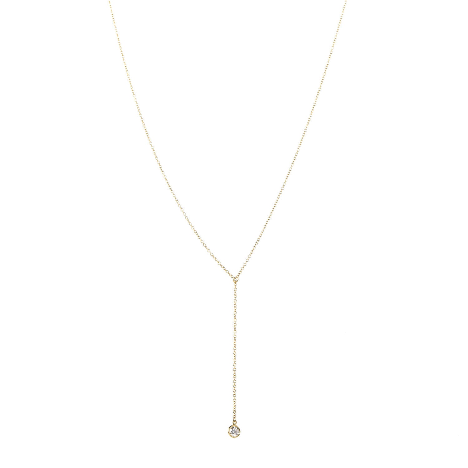 Tiffany 18K Yellow Gold Diamond .17ct Elsa Peretti Diamonds by the Yard Lariat Necklace 1 of 8