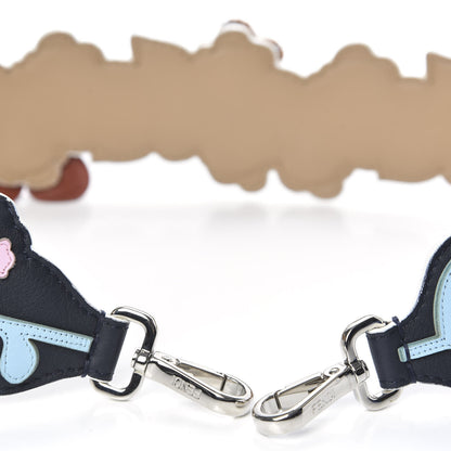 Fendi Vitello Dolce Raffia Nappa Catalan Mirror Mink Flowerland Studded Strap You Blue Notte Cuoio Multicolor 3 of 5