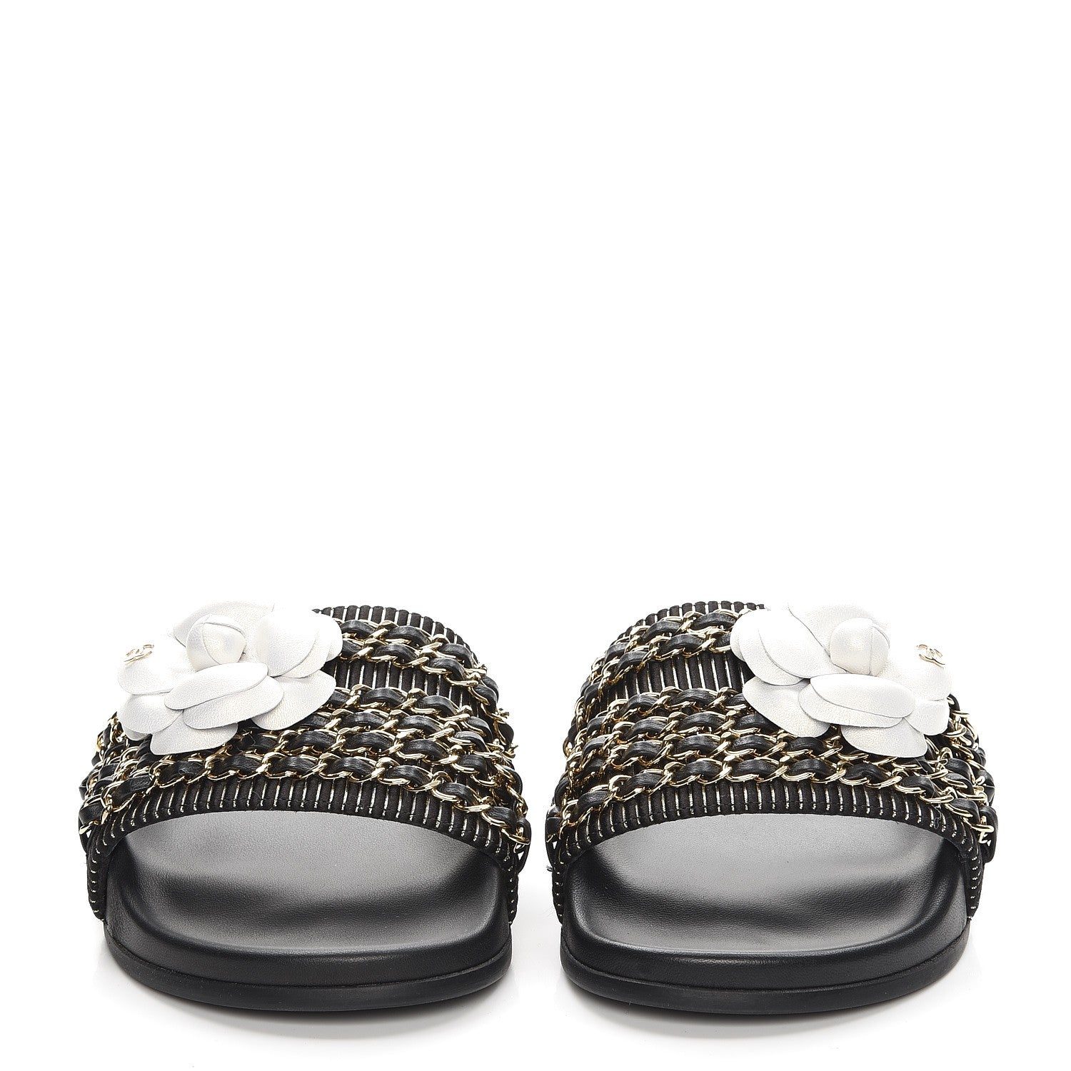 Chanel Calfskin Chain Flat Sandals 38 Black 2 of 9