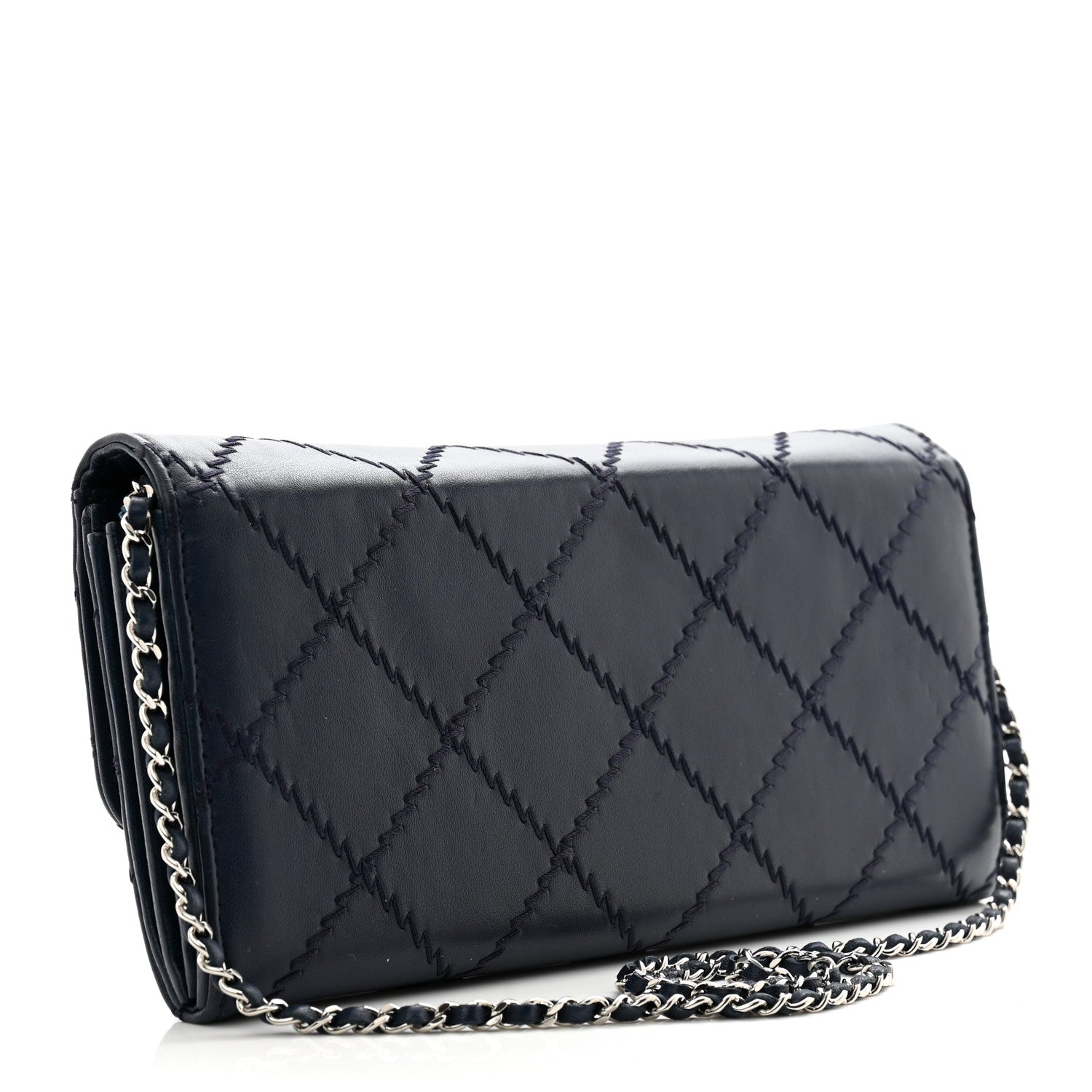 Chanel Lambskin Ultimate Stitch Clutch Flap Navy Blue 3 of 17