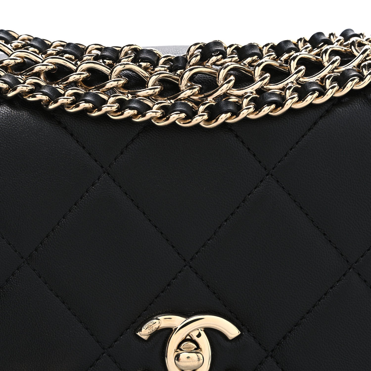Chanel Lambskin Quilted Mini Chain Rows Flap Black 1809661