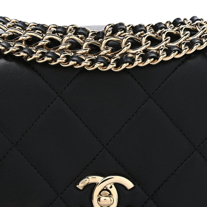 Chanel Lambskin Quilted Mini Chain Rows Flap Black 8 of 10