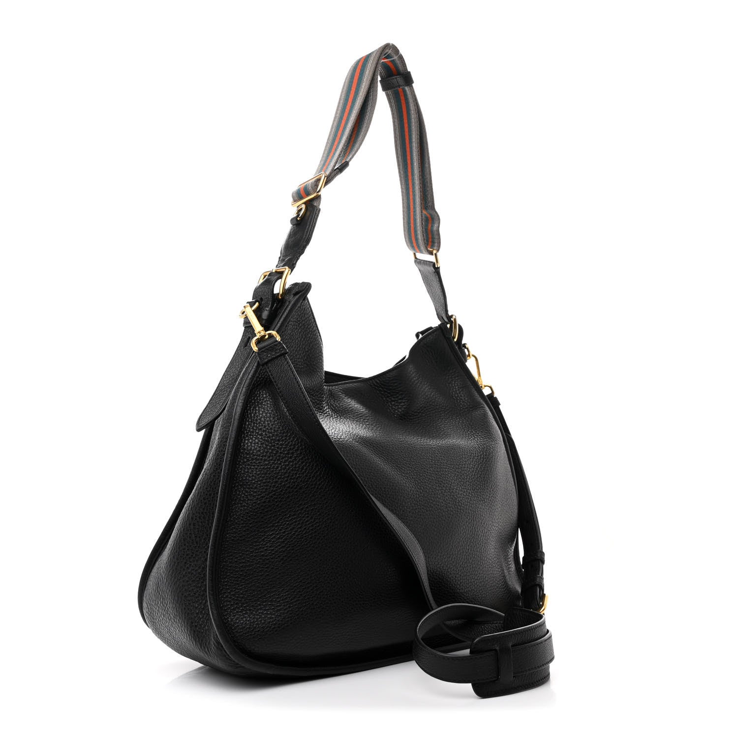Prada Vitello Daino Hobo Messenger Bag Black 2 of 12