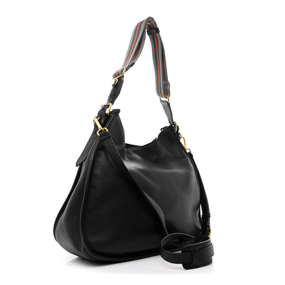 Prada Vitello Daino Hobo Messenger Bag Black 2 of 12
