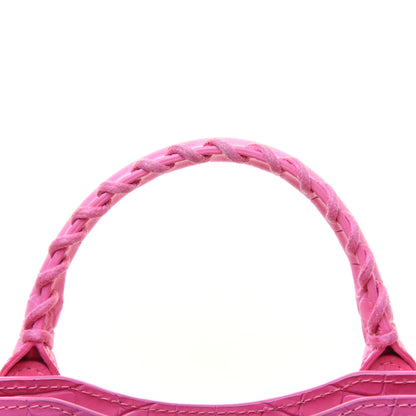 Balenciaga Shiny Supple Calfskin Crocodile Embossed Classic Silver Hardware Mini City Baby Pink 28 of 32