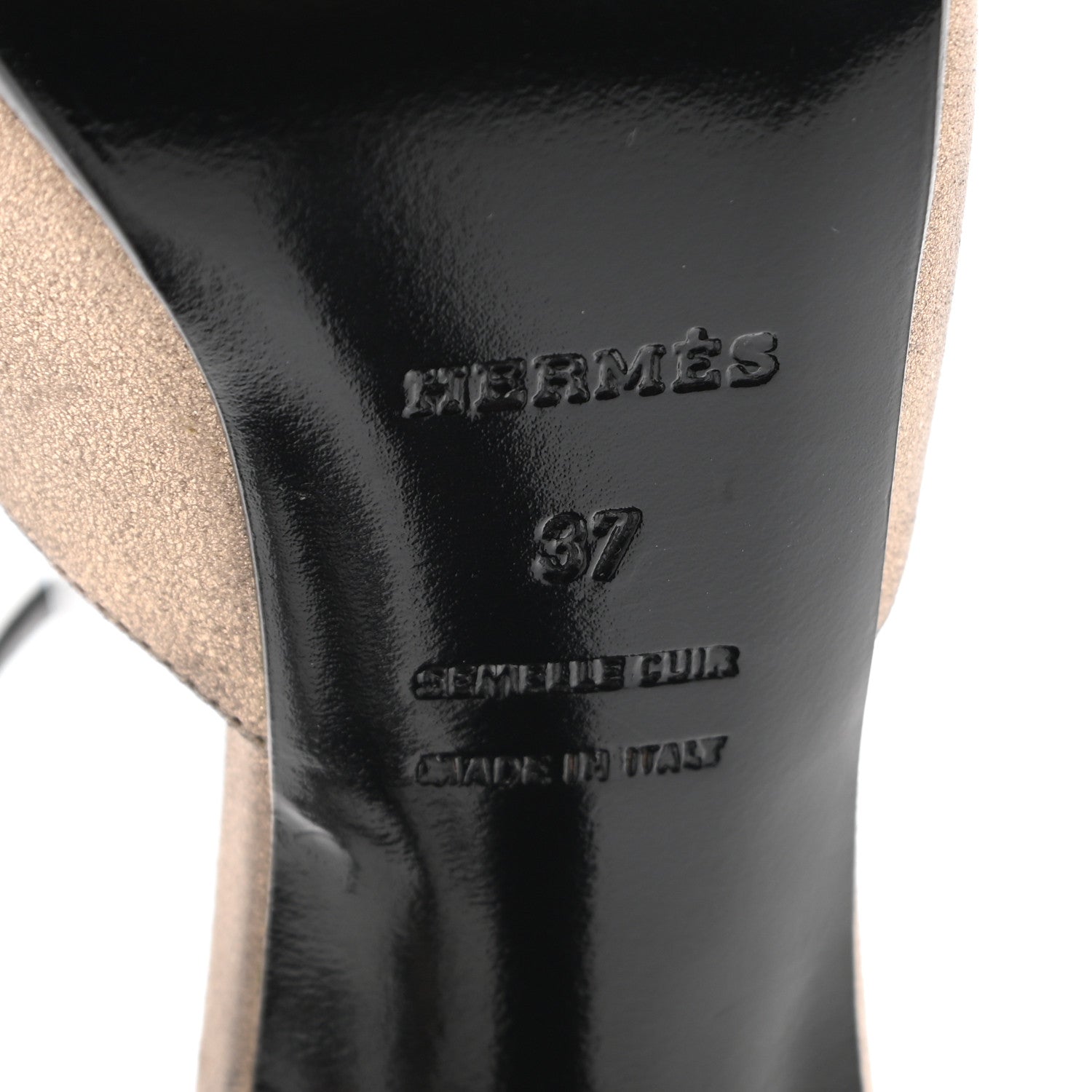Hermes Suede Goatskin Initiale Sandals 37 Black 6 of 7
