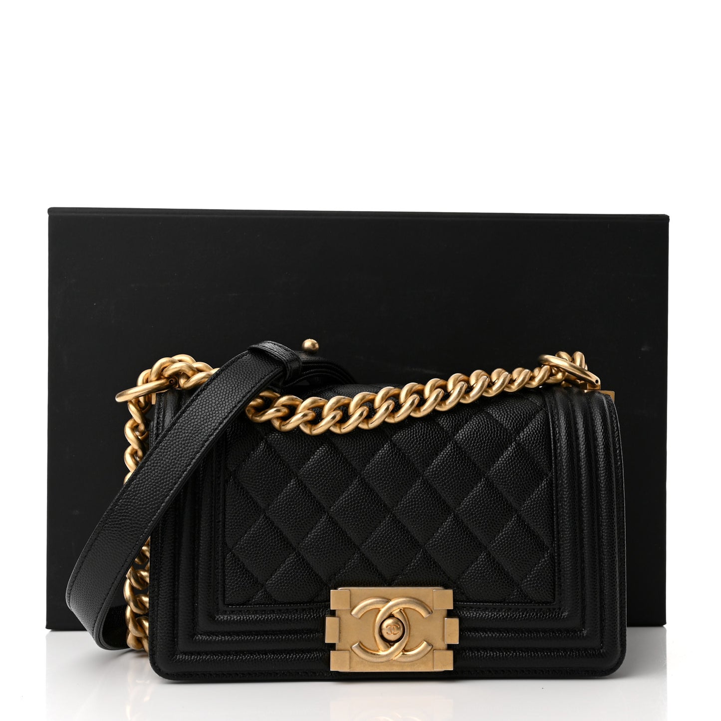 Caviar Quilted Small Boy Flap Black