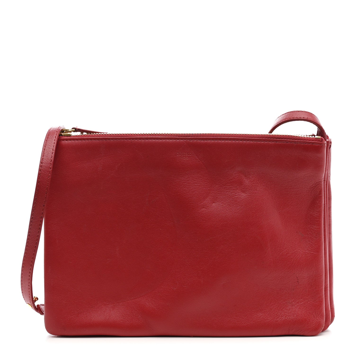 Celine Lambskin Large Trio Crossbody Bag Red 1 of 19