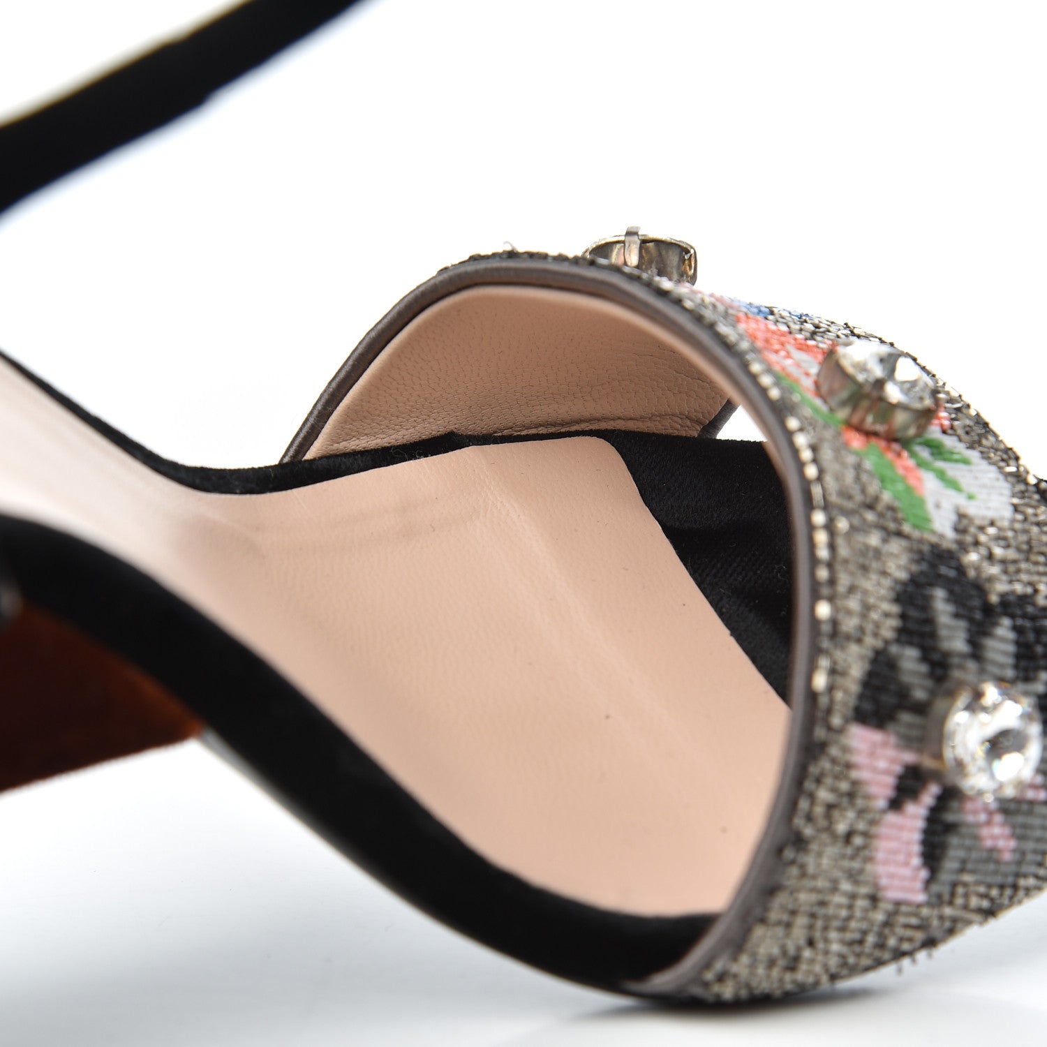Fendi Velvet Sequin Floral Fantasia 39 Sandals Grey Multicolor 17 of 20